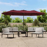 Double-Head Garden Parasol With Leds Sand 449X245 Cm
