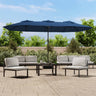 Double-Head Garden Parasol With Leds Sand 449X245 Cm