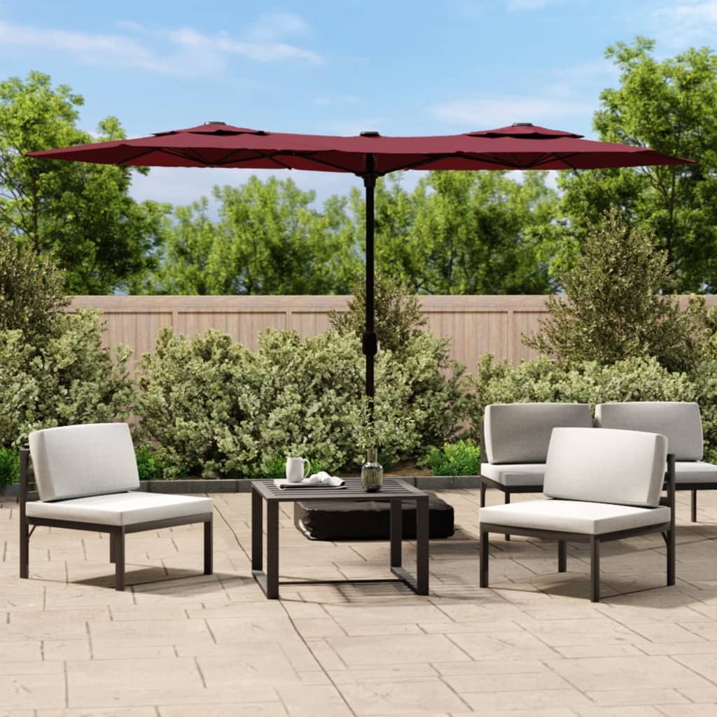 Double-Head Garden Parasol With Leds 316X240 Cm