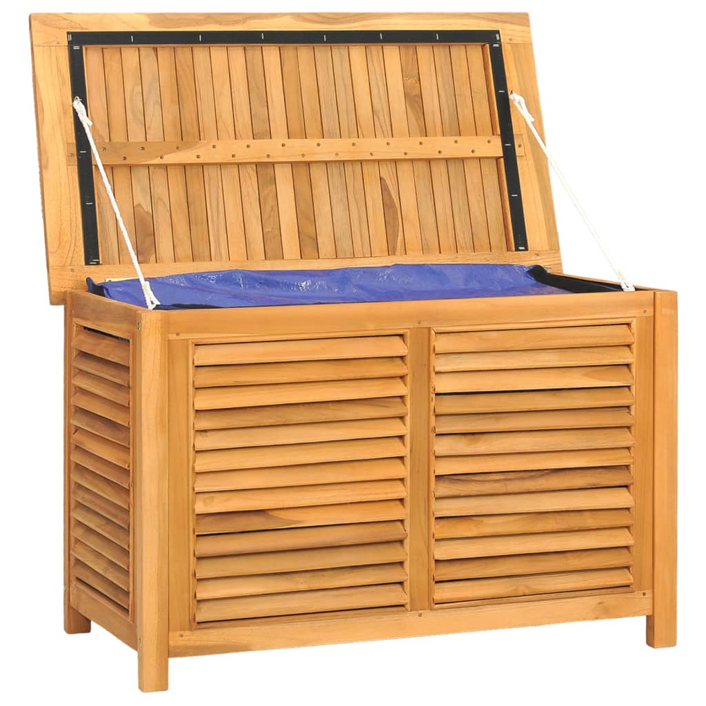 Garden Storage Box With Bag Solid Wood Teak