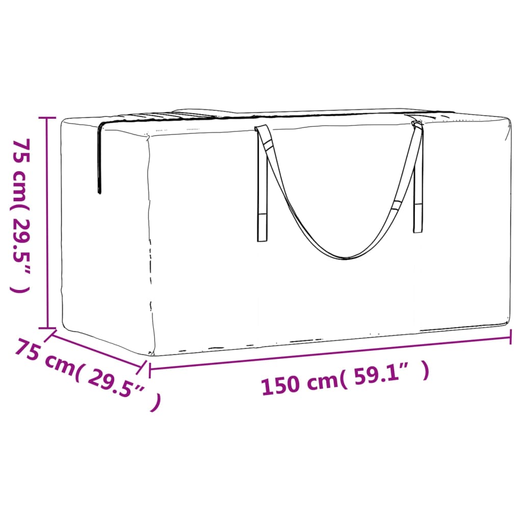 Garden Cushion Storage Bag Black Polyethylene