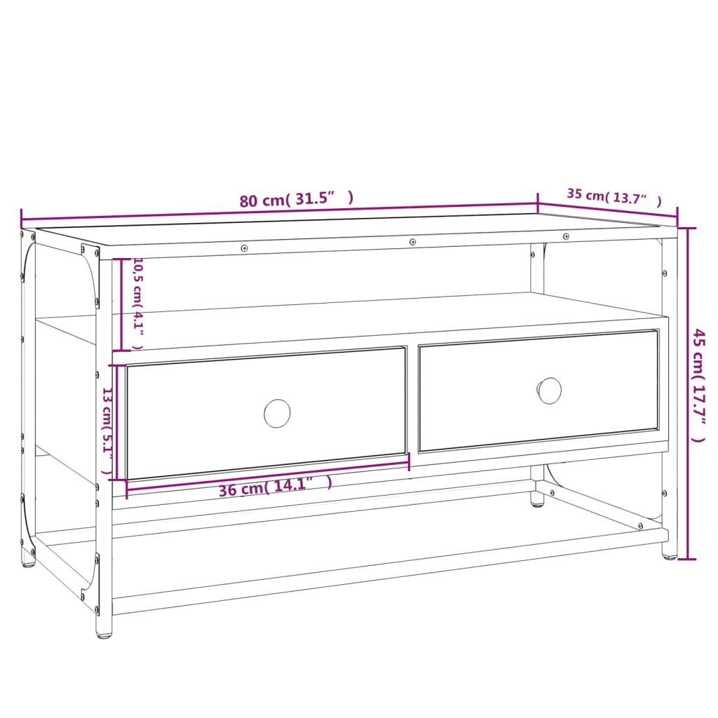 Tv Cabinet 80X35X45 Cm Engineered Wood