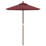 Garden Parasol with Wooden Pole Bordeaux Red 196x231 cm