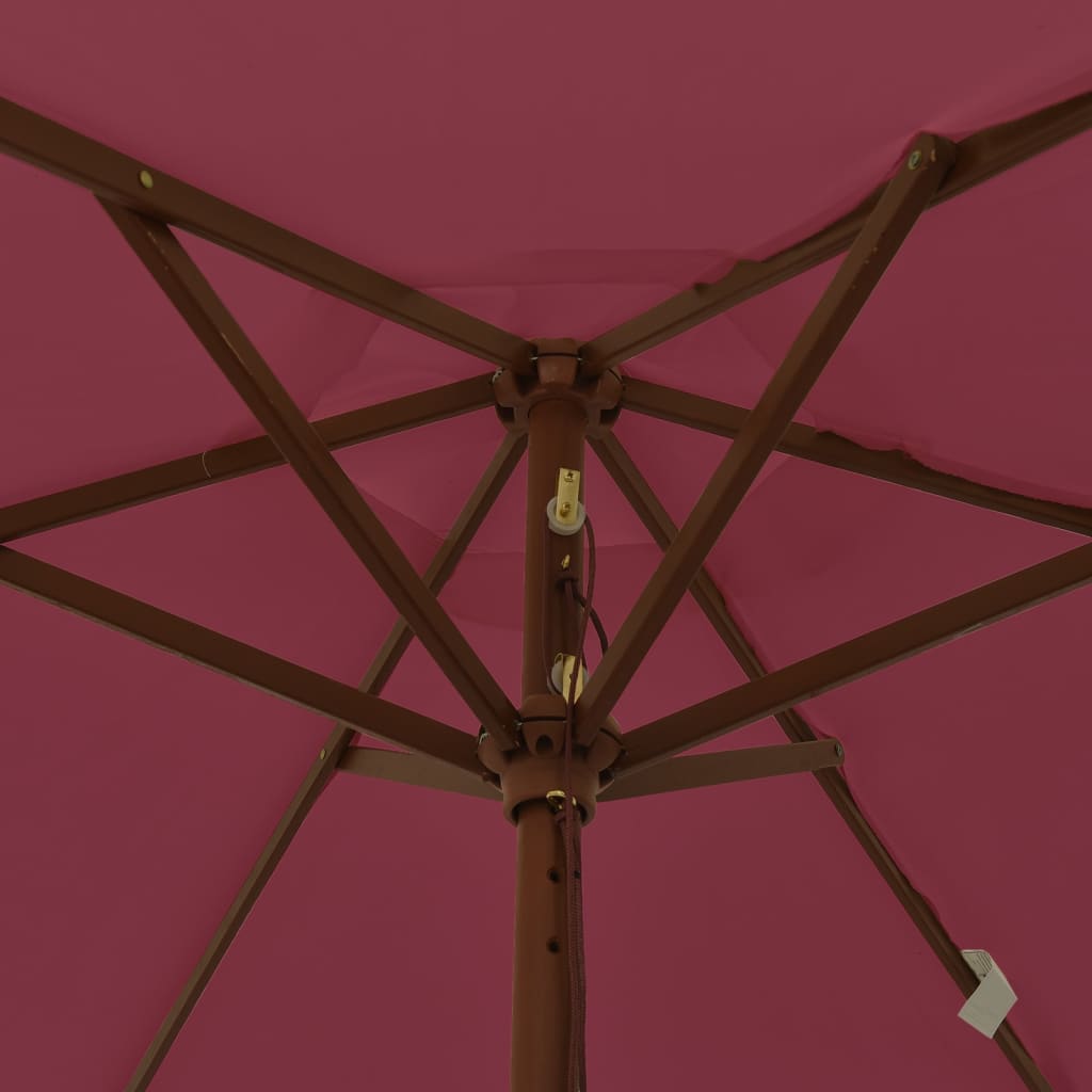 Garden Parasol with Wooden Pole Bordeaux Red 196x231 cm