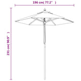 Garden Parasol with Wooden Pole Bordeaux Red 196x231 cm