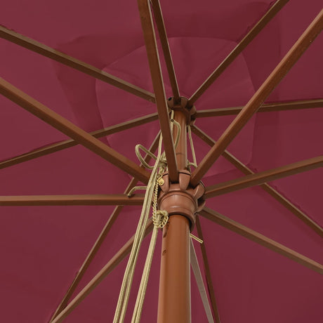 Garden Parasol With Wooden Pole Bordeaux 300X300X273 Cm