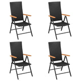 5 Piece Garden Dining Set Black And Brown Poly Rattan