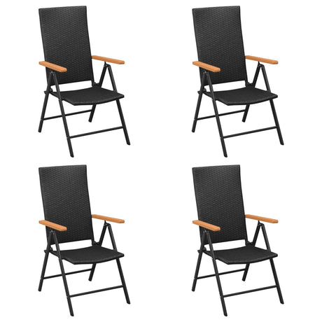 5 Piece Garden Dining Set Black And Brown Poly Rattan