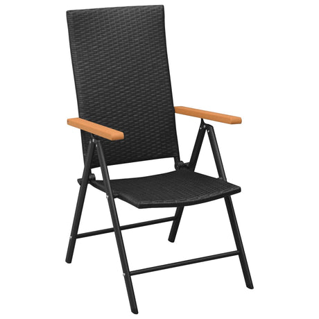 5 Piece Garden Dining Set Black And Brown Poly Rattan