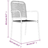 5 Piece Garden Dining Set Black Cotton Rope And Steel