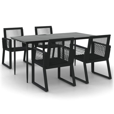 5 Piece Garden Dining Set Black Pvc Rattan