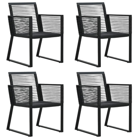 5 Piece Garden Dining Set Black Pvc Rattan
