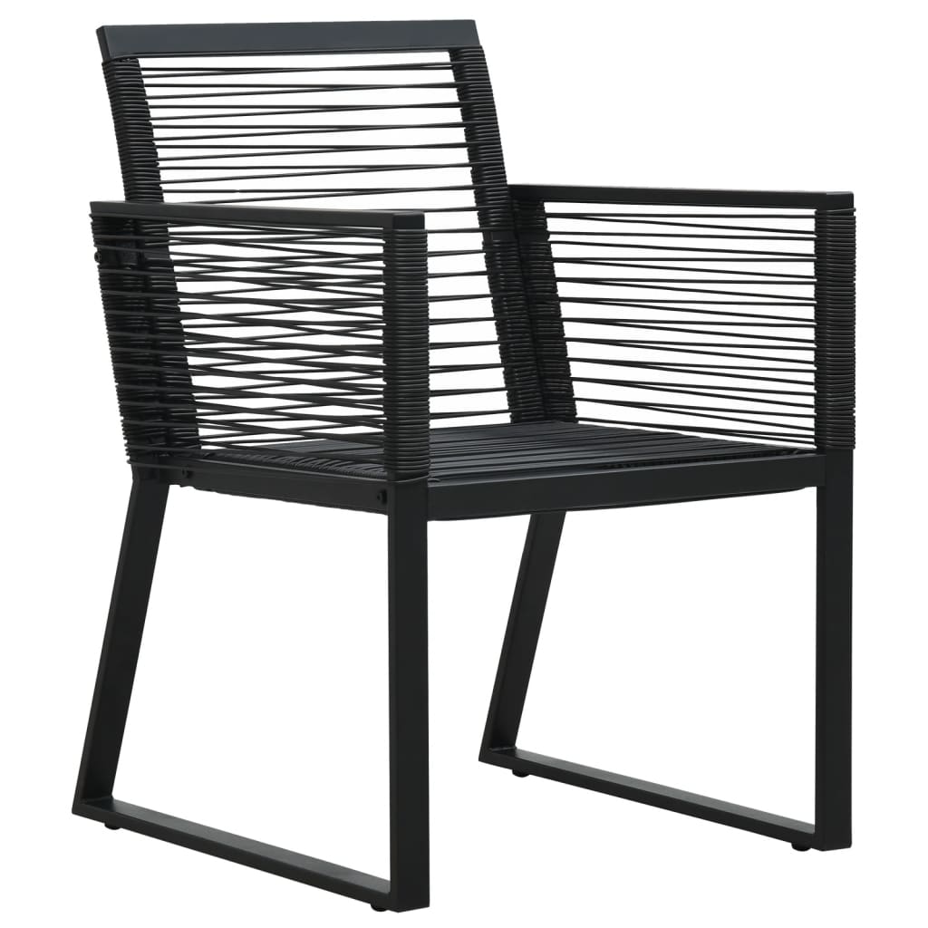 5 Piece Garden Dining Set Black Pvc Rattan