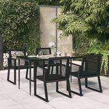 5 Piece Garden Dining Set Black Pvc Rattan