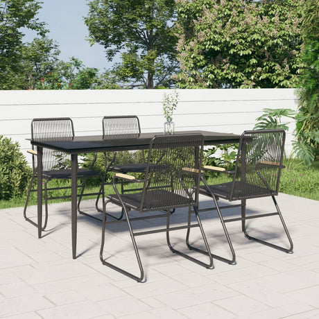 3 Piece Garden Dining Set Black Pvc Rattan