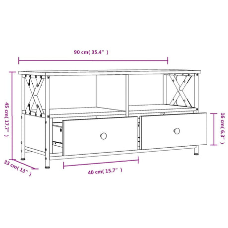 Tv Cabinet 90X33X45 Cm Engineered Wood&Iron