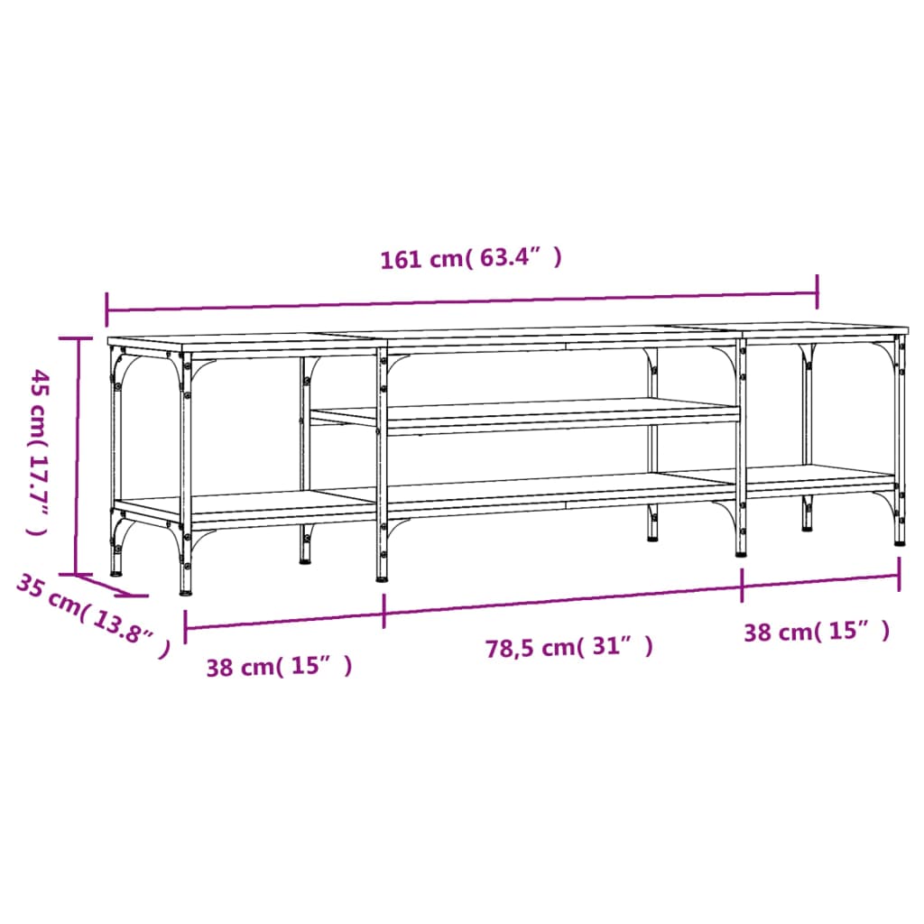 Tv Cabinet 161X35X45 Cm Engineered Wood&Iron