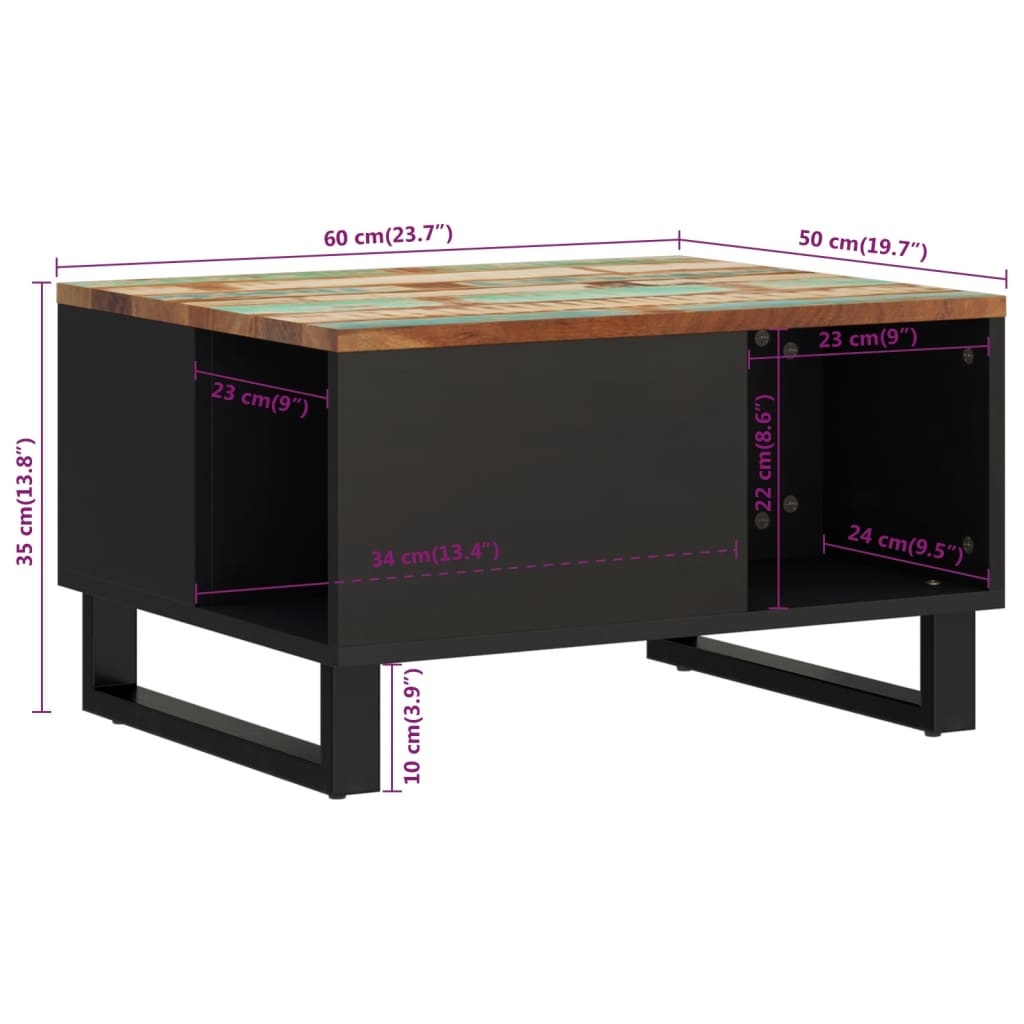 Coffee Table 60x50x35 cm Solid Wood Reclaimed