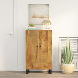 Highboard With Drawer 60X33X100 Cm Solid Wood Mango&Iron