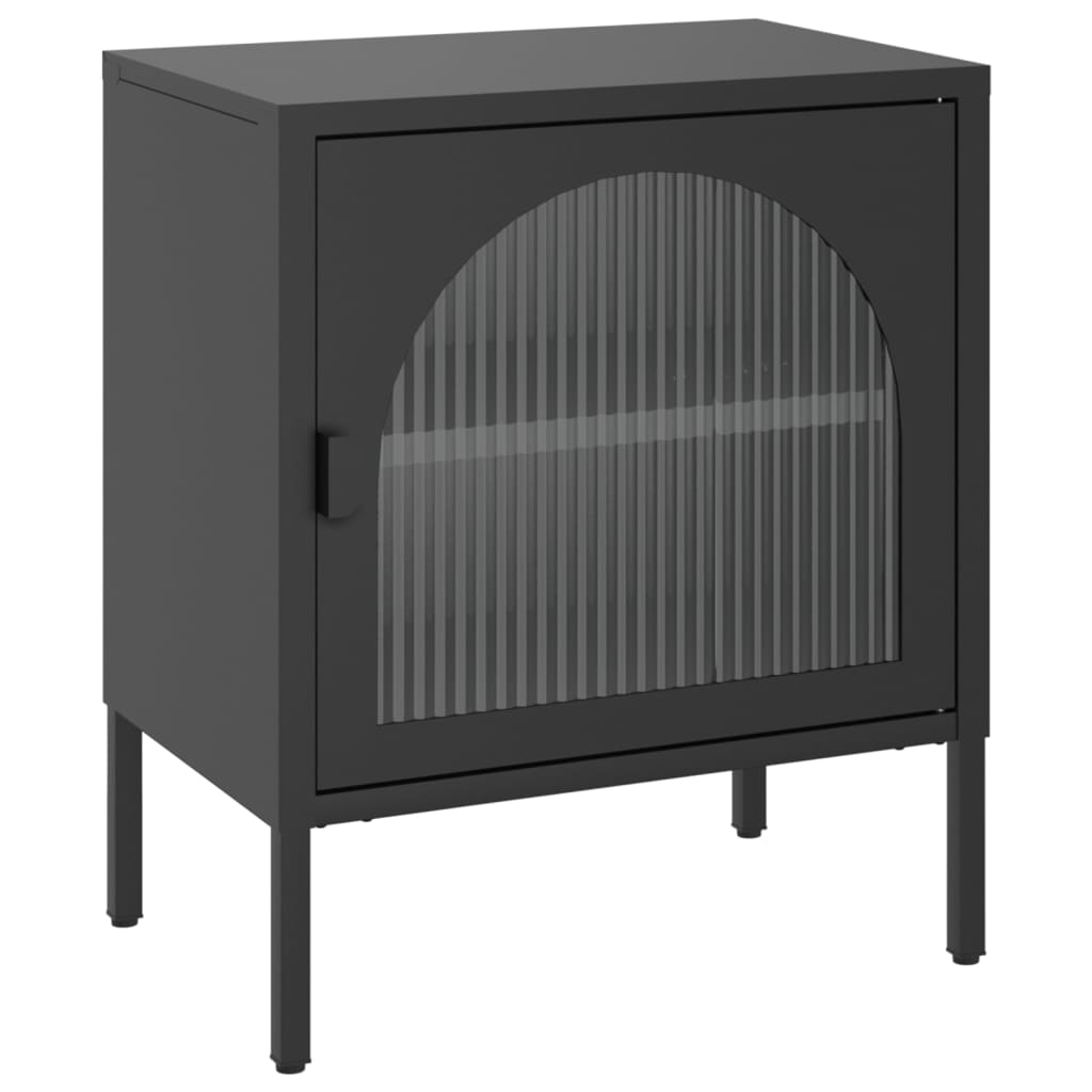 Nightstand Black 50X35X60 Cm Glass And Steel