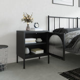 Nightstand Black 50X35X60 Cm Glass And Steel