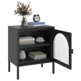 Nightstand Black 50X35X60 Cm Glass And Steel
