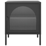 Nightstand Black 50X35X60 Cm Glass And Steel