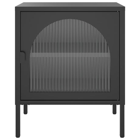 Nightstand Black 50X35X60 Cm Glass And Steel