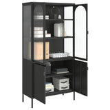 Highboard Black 90X40X180 Cm Glass And Steel