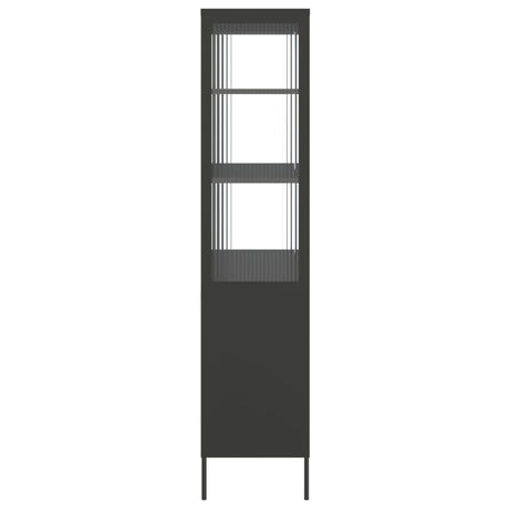 Highboard Black 90X40X180 Cm Glass And Steel