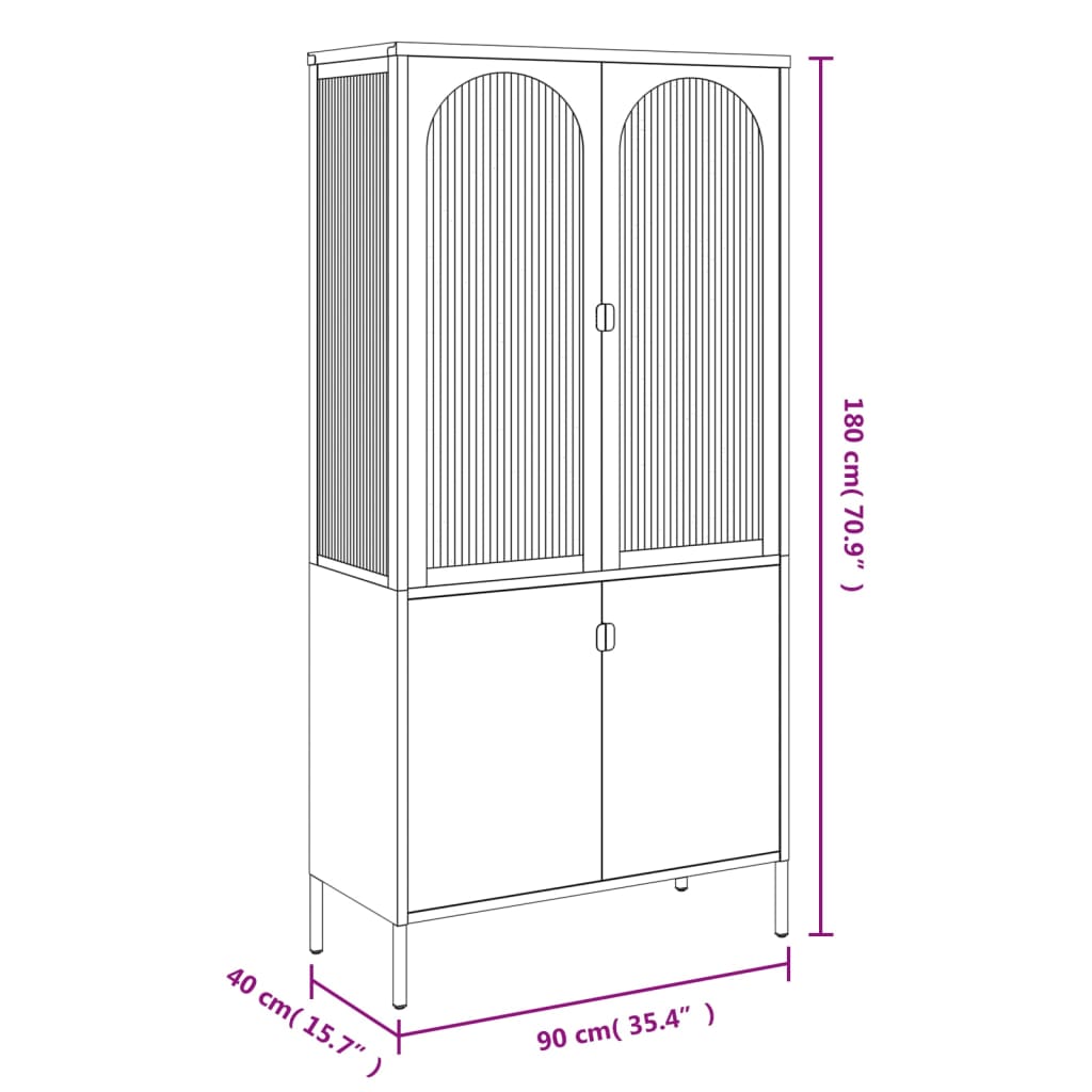 Highboard Black 90X40X180 Cm Glass And Steel