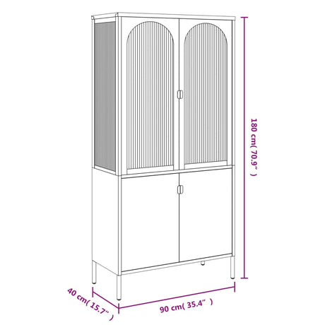 Highboard Black 90X40X180 Cm Glass And Steel