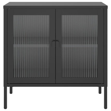 Sideboard Black 70X35X70 Cm Glass And Steel