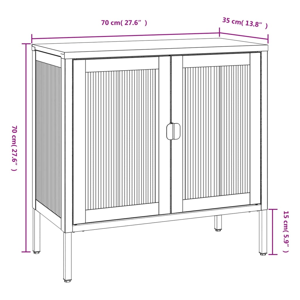 Sideboard Black 70X35X70 Cm Glass And Steel