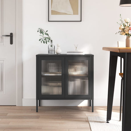 Sideboard Black 70X35X70 Cm Glass And Steel