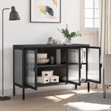 Sideboard Black 105X35X70 Cm Glass And Steel