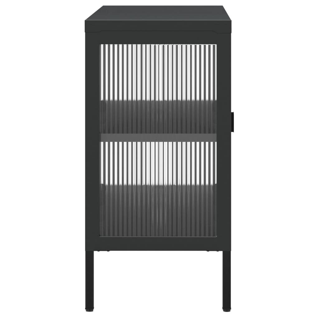 Sideboard Black 105X35X70 Cm Glass And Steel