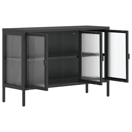 Sideboard Black 105X35X70 Cm Glass And Steel