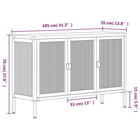 Sideboard Black 105X35X70 Cm Glass And Steel