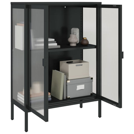 Sideboard Black 75X35X105 Cm Glass And Steel