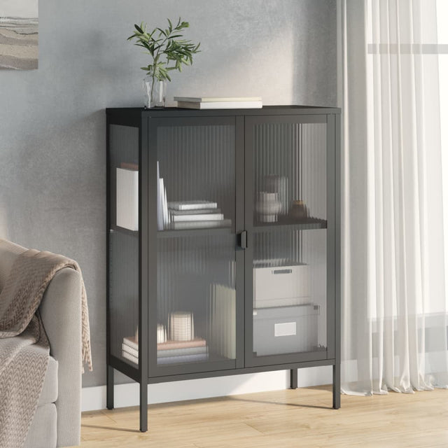 Sideboard Black 75X35X105 Cm Glass And Steel