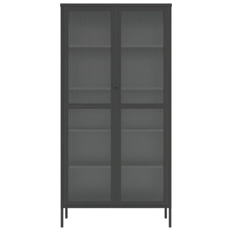 Highboard Black 85X40X180 Cm Glass And Steel