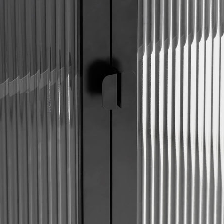 Highboard Black 85X40X180 Cm Glass And Steel