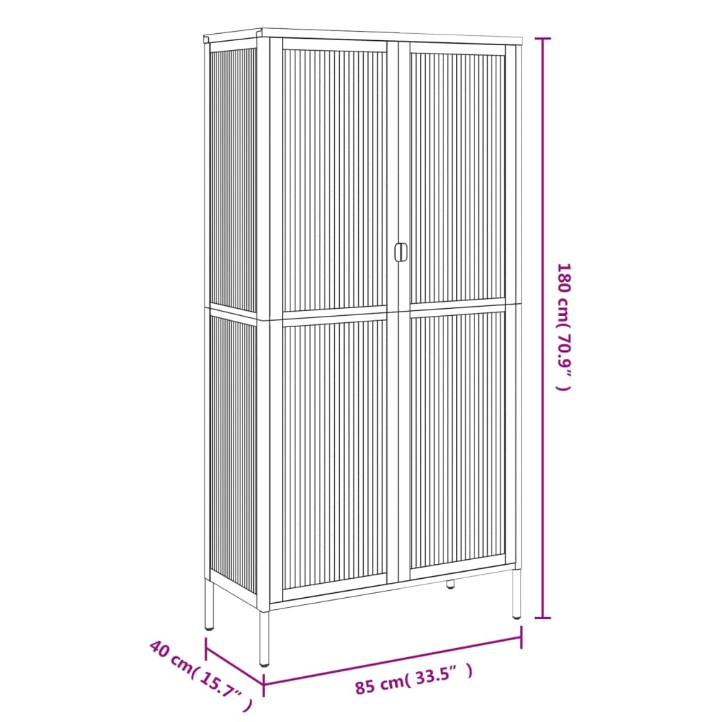 Highboard Black 85X40X180 Cm Glass And Steel