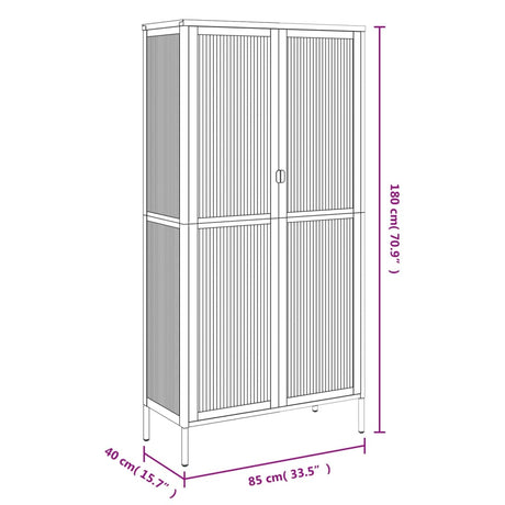 Highboard Black 85X40X180 Cm Glass And Steel