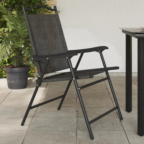 Folding Garden Chairs 2 Pcs Melange Steel And Textilene