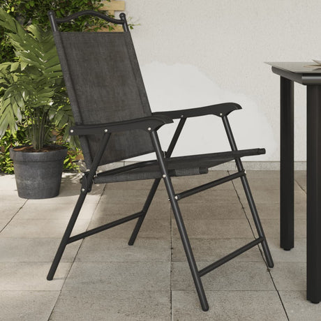 Folding Garden Chairs 2 Pcs Melange Steel And Textilene