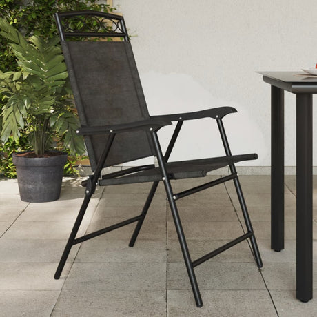 Folding Garden Chairs 2 Pcs Melange Steel And Textilene