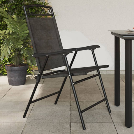 Folding Garden Chairs 2 Pcs Melange Steel And Textilene