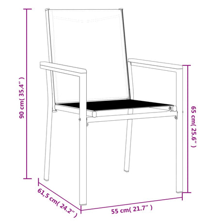 Garden Chairs 2 Pcs Black 55X61.5X90 Cm Textilene And Steel